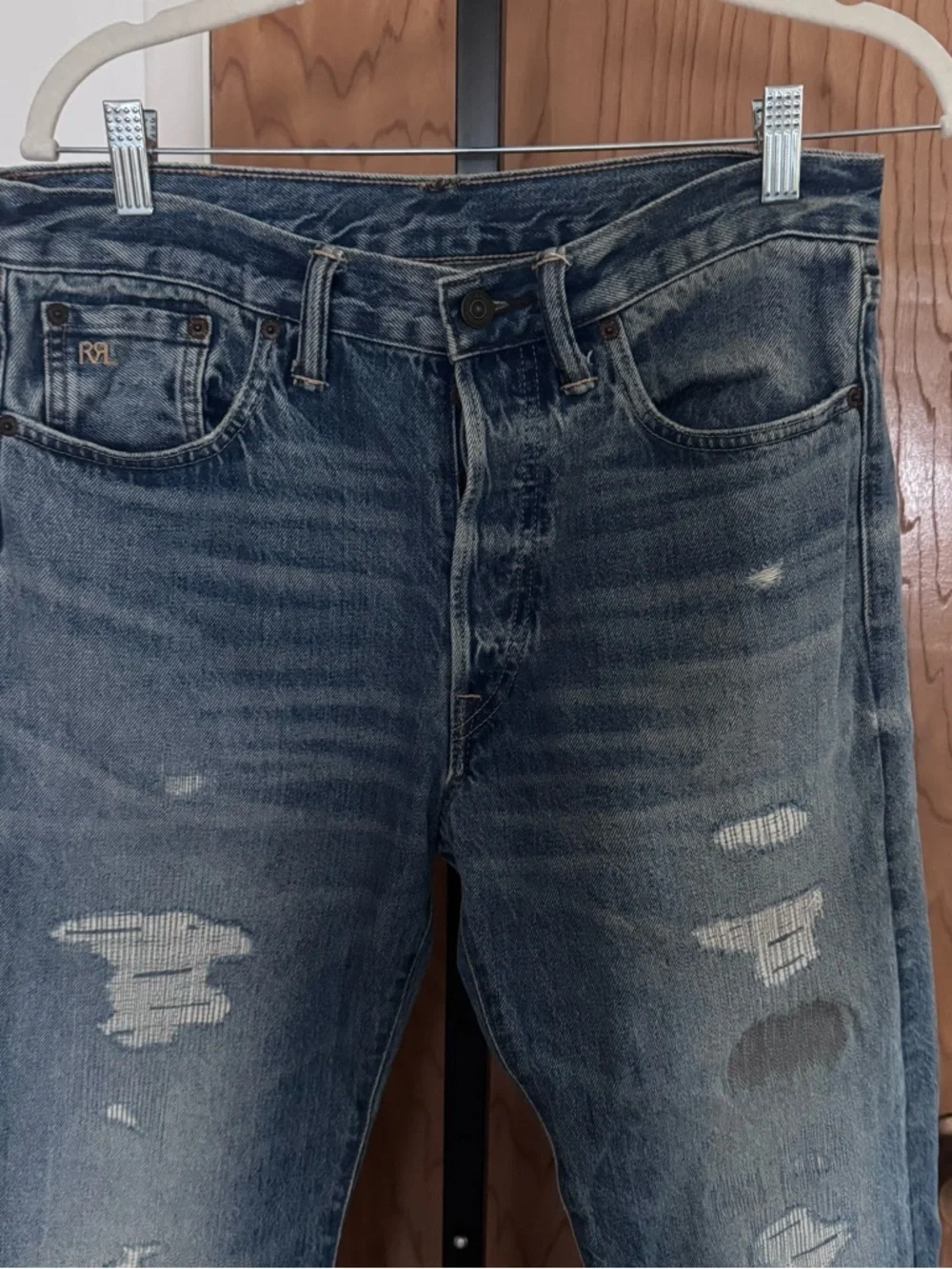 Ralph Lauren double RL distress straight leg jeans